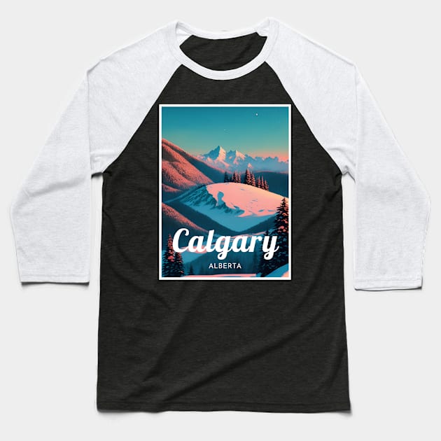 Calgary ski - Alberta Canada Baseball T-Shirt by UbunTo